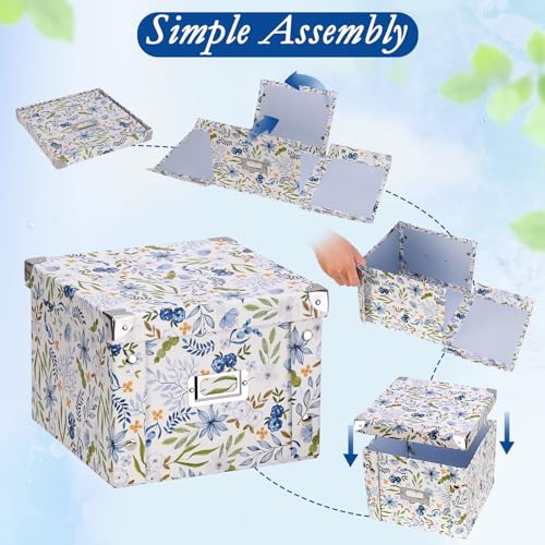 Image of Greeting Card Storage Box Collapsible Card Organizer with 16 Dividers and Sticker Greeting Card Keeper for Holiday Birthday Photos Recipes Envelopes Large Cards Crafts Scrapbooking