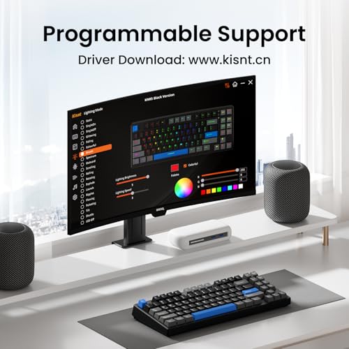 Image of Kisnt KN85 Wireless Mechanical Keyboard, 75% Layout, Bluetooth /2.4GHz /USB-C, Custom RGB Backlit, Hot-Swappable Linear Switch, Creamy Sound for Gaming /Typing (Textured Black)