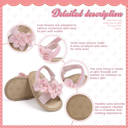 Image of Meckior Infant Baby Girls Boys Summer Sandals Open Toe Lace Princess Dress Wedding Flats Shoes Newborn Toddler Soft Non-slip Sole First Walker Crib Shoes