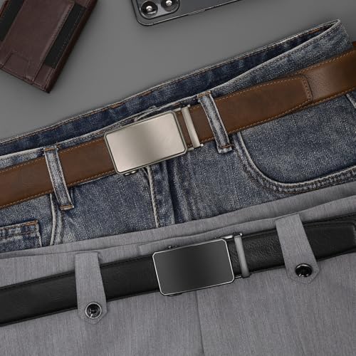 Image of Zitahli Leather Ratchet Belt for Men - 2 Pack Mens belt,Customizable Fit