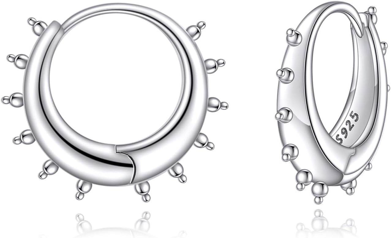 Lotus Boho Hoop Earrings for Women Filigree Tribal Mandala Earrings Sterling Silver Jewelry Gifts for Mother Wife