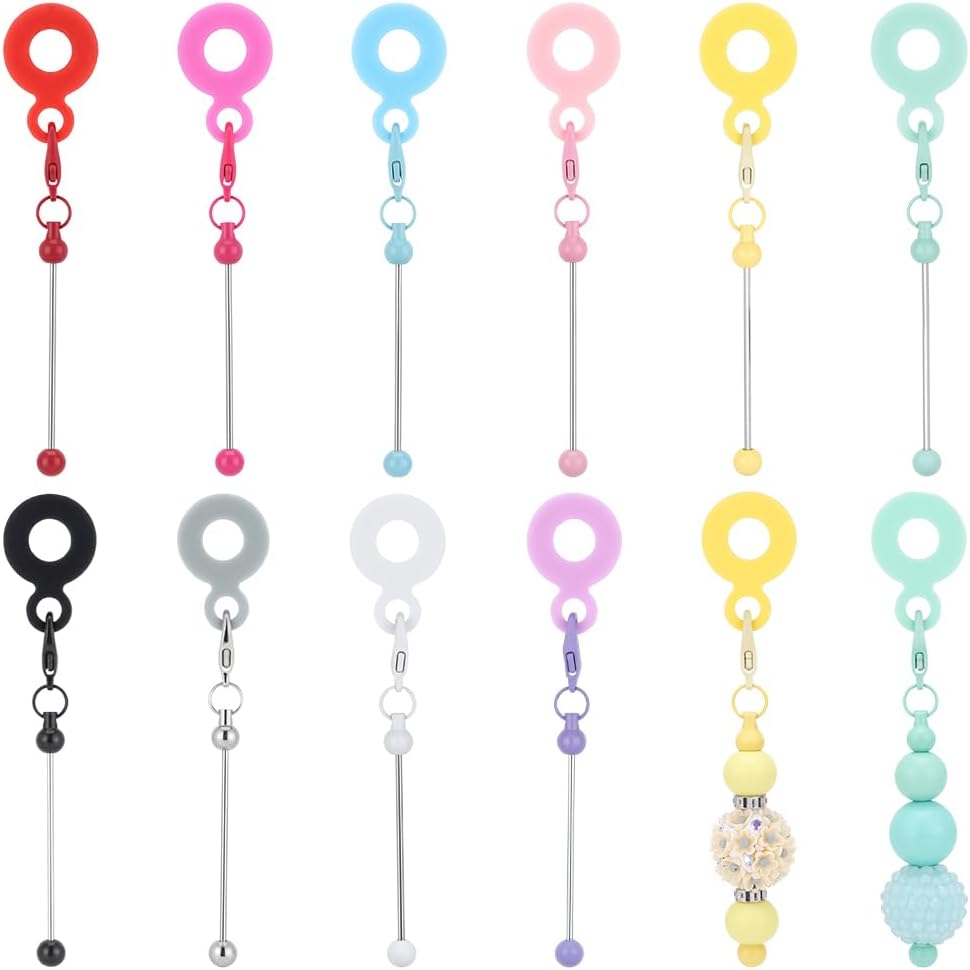 1 Box 10Pcs 10 Colours Beadable Straw Charms DIY Silicone Straw Toppers Reusable Tumbler Decorations Cup Pendant Ornaments Accessories for 8mm to 10mm Drinking Tube Jewelry Gift Making