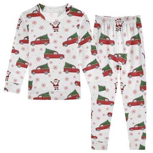Pajama Sets Long Sleeve Christmas Truck Santa Pattern Soft Comfy Sleepwear 2 Piece PJS 3-8T