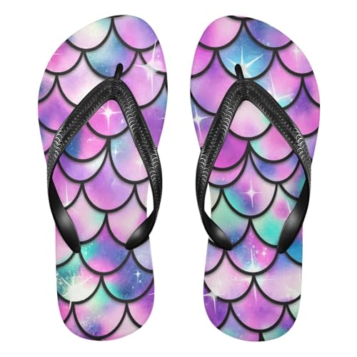 Nander Beautiful Colorful Mermaid Scales Sandal Flip Flops of Men's & Women's,Beach Slippers Flip Flops Shower Shoes
