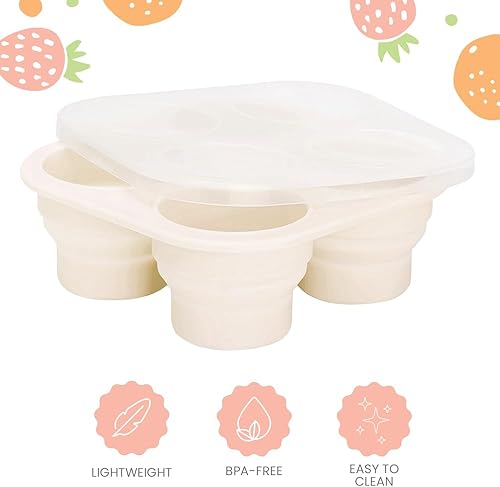 Miniatura 7 de Lulyboo Bandeja de silicona plegable y portátil para congelador de alimentos para bebés con tapa, contenedor de almacenamiento para alimentos