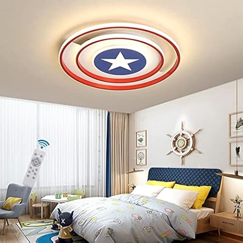 WJLL LED Ceiling Light Dimmable 3000K-6500K 55W Ceiling Lamp Children's Room Light Acrylic Light 50cm Round Captain America Shield Design Ceiling Lamps Boy Girls Bedroom Lighting Chandelier Fixtures Cover