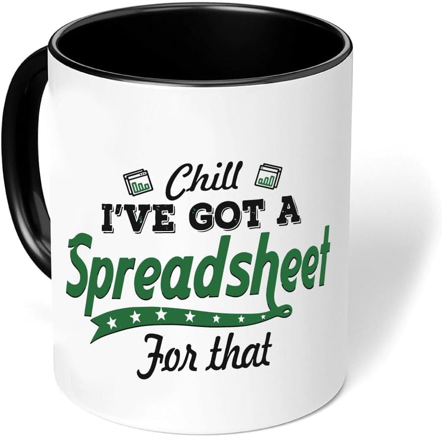 Excel Cheat Sheet Printed Coffee Mug - Accountant Gift for Employees - Excel Mug - Group Excel Shortcut Coffee Mug - Birthday Gifts for Coworkers - Colleagues - Friends and Family. (B)