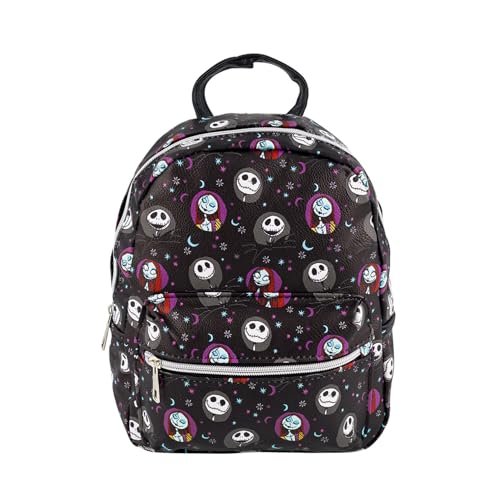Disney Mochila pequena de poliuretano Nightmare Before Christmas Jack & Sally 25,4 cm, Preto, Small, Mochila