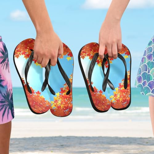 STAYTOP Heart Shaped Autumn Leaves Flip Flops Sandals of Men's & Women's,Sandals Beach Slippers Shower Slides4
