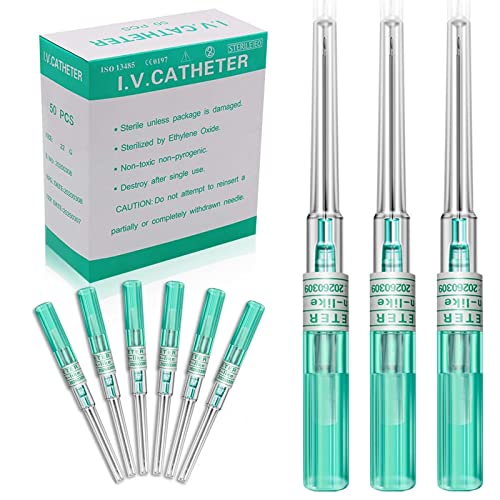 Catheter Piercing Needles,50PCS Gauge Catheter Needles,Ear Nose Piercing Needles IV Catheter Needles Kit Catheter Piercing Needles Supply (50pcs 18G)
