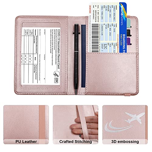 Melsbrinna Passport Holder,Passport Holder Card Slots,Cute Passport Cover For Women/Men,Waterproof Rfid Blocking Travel Wallet (Rose Gold-Nl) #TOP1