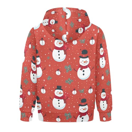 Kids Hoodies Sweaters Christmas Xmas Snowman Hooded Sweatshirts with Big Pockets for Boys Girls B04003432