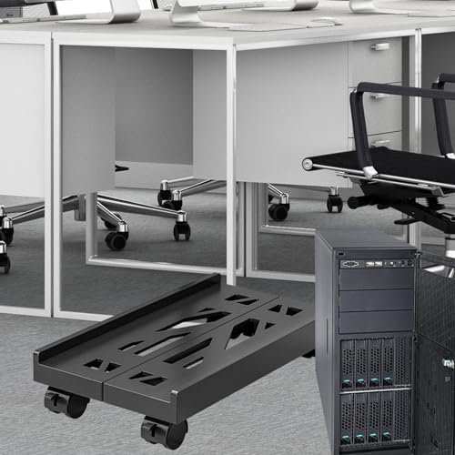 Soporte ajustable para torre de CPU con ruedas ventilado para PC, color negro miniatura 5