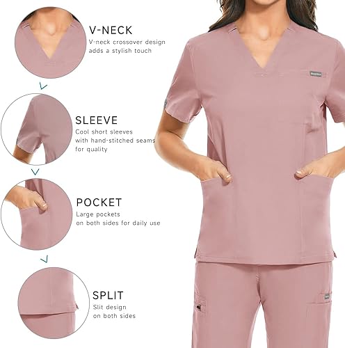 Miniatura 3 de niaahinn Camiseta con cuello en V para mujer, multicolor, ropa de trabajo, médica, uniforme de enfermera