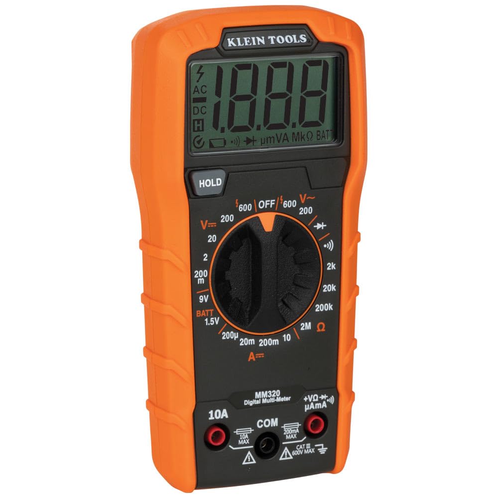 Klein Tools MM320KIT - Kit de prueba eléctrica de multímetro digital, probador de voltaje sin contacto, probador de receptáculo, funda de transporte y baterías