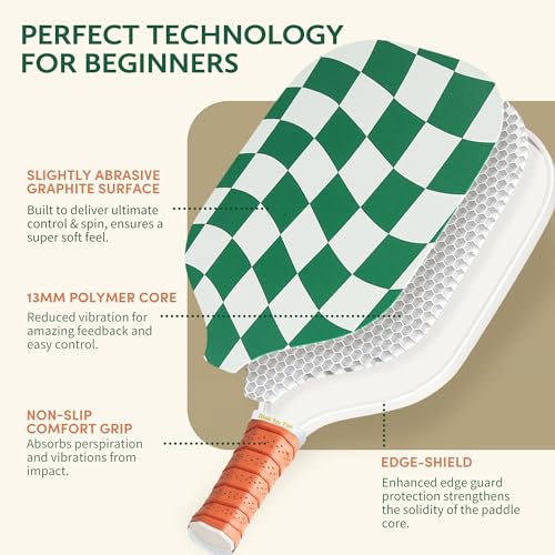 Image of Pickleball Paddles Set of 2 - USAPA Approved Graphite /Fiberglass Pickleball Racket, 2 Pickleball Rackets, 4 Balls and 1 Portable Carry Bag, Pickle Ball Set for Men Women, Wave Check