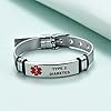 Medical Alert Identification Bracelets, Silver Stainless Steel, Adjustable Diabetes Epilepsy Blood Thinner (Type 2 Diabetes) #1