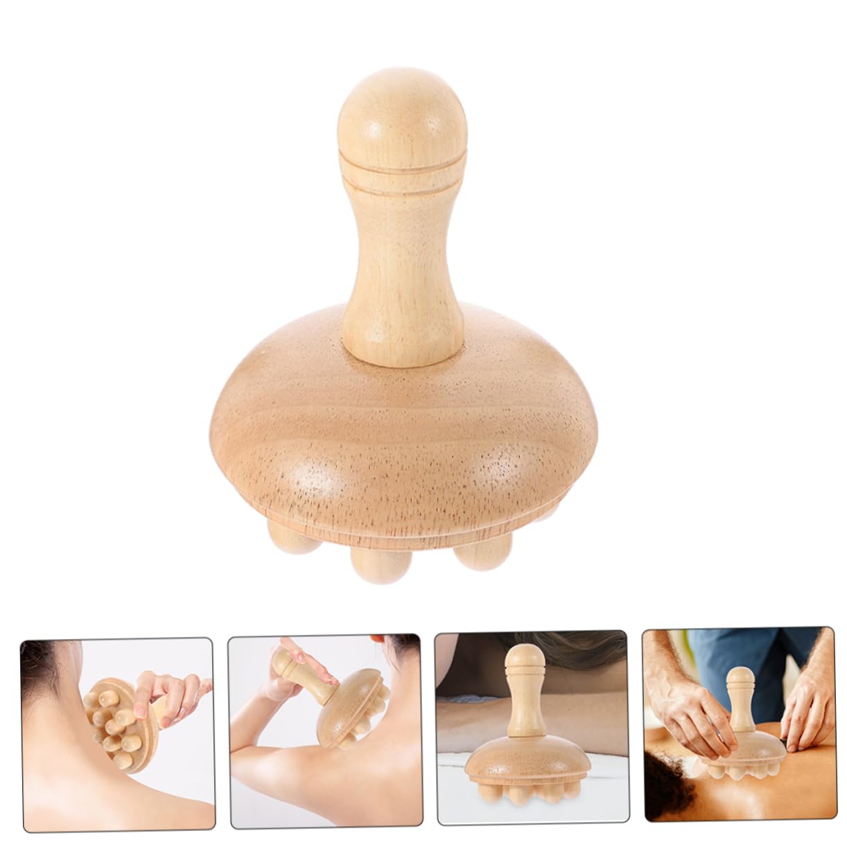 Massaggiatore Scalp Pettine Largo 2 Pezzi in Legno | Beige, Forma Rotonda, Quotidiana e Viaggio, Facile da Portare e Riporre