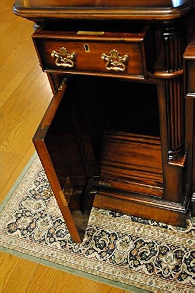 プレジデントデスク 140cm幅 両袖デスク 書斎 木製 マホガニー 革張り 高級材マホガニー材で作られた140cm幅のプレジデントデスク(両袖