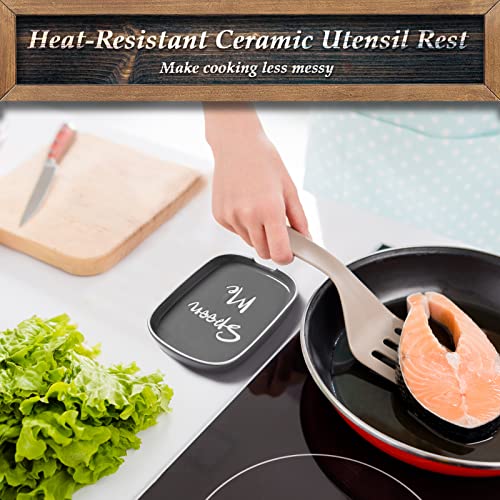 Image of Ceramic Spoon Rest for Stove Top, DAYYET Large Spoon Holder for Kitchen Counter, Coffee Spoon Rest, Heat-Resistant Cooking Utensil Rest, Kitchen Decor, Gray