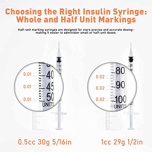 Image of U-100 0.5cc 30g 5 /16 inch (8mm) Syringe with Needle, Individually Wrapped, Pack of 20