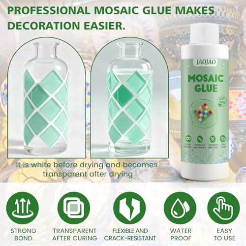 JAOJAO Mosaic Glue, Mosaic Tile Glue Strong Adhesion Transparent After Curing Flexible for DIY Crafts for Glass Ceramic Wood Plastic Indoor and Outdoor Use, 100g - Image 3