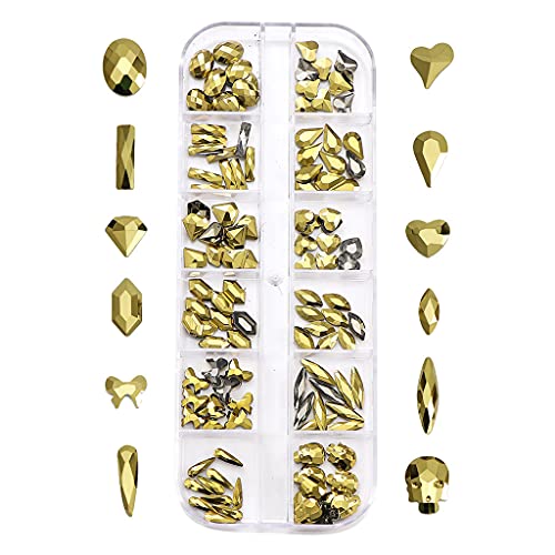 Nagelkunst-Strasssteine, Kristall-Nagelkunst-Set mit Strasssteinen, schillernd, klares Glas, mehrere Formen, flache… – Bild 6