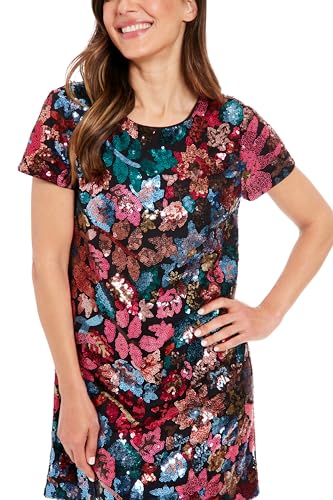 London Times Women's Sequin T-Shirt Dress4