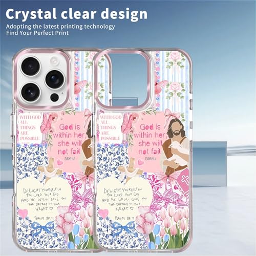COTAIL Clear Case for iPhone 16 Pro, [Magnetic Charging Compatible][Military-Grade Protection][Anti-Yellowing] Shockproof Slim Magnetic Phone Case for iPhone 16 Pro, Pink Jesus Collage - image 3