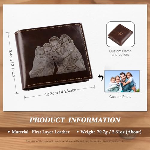 Custom Wallets for Men Personalized Photo Wallet with Engraving, RFID Blocking Leather Wallets – Gifts for Dad, Husband2