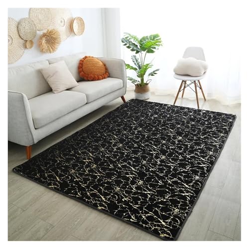 KANGYEBAIHUODIAN リビングルームのサイドテーブルにぴったりのフェイクラビットファーカーペット、ホワイトゴールド大理石のふわふわラグ、高級バスルームマット、ベッドサイドファーマット、寝室にぴったり(6,120x180cm)