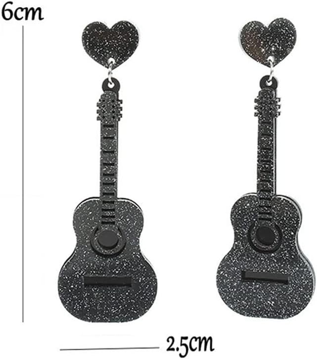 Acrylic Classical Guitar Earrings - Retro Renaissance Rock Band Music Dangle Earrings - Punk Style Violin Instrument Drop Earrings - Hypoallergenic Lightweight for Women - Image 5