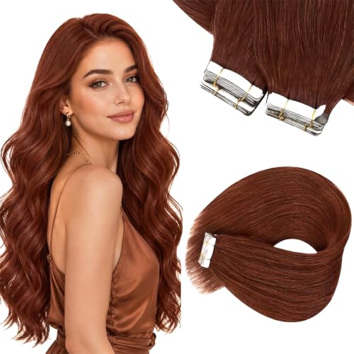 Image of Sunny Hair Tape in Hair Extensions Human Hair Medium Mahogany Brown