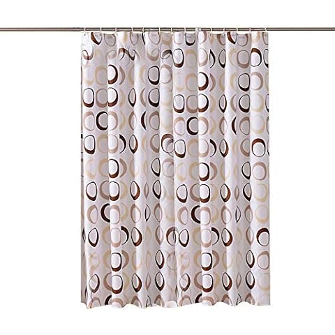 Shenghuo Mould Resistant Bath Shower Curtain Set, Patterned Polyester Bathtub Bathroom Mildew Resistant Waterproof Curtains with Hanging Hooks (Circle, 200 x 200 cm) Cover