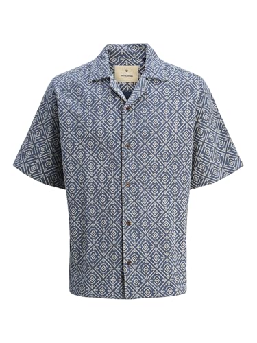 JACK & JONES Jprbluvincent Print Resort S/S T-Shirt Sn, Mer de Montagne, L Hommes