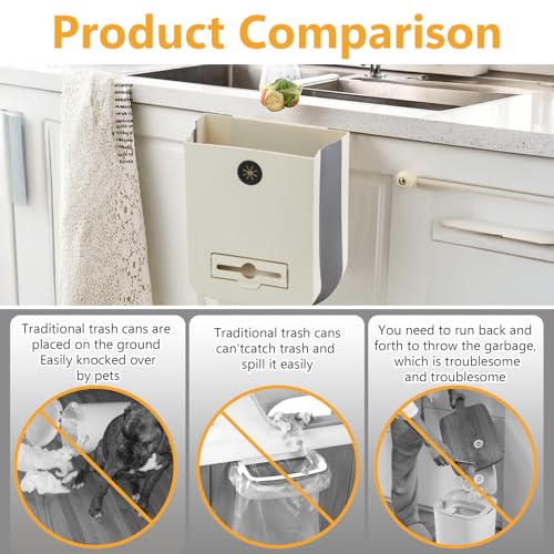 Caneca de basura plegable colgante con 60 bolsas para cocina miniatura 5