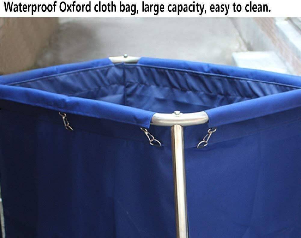 DFEDHF Laundry Sorter Laundry Basket Rolling Hotel Service Trolley for Laundry Room, Laundry Hamper Sorter Utility Cart with Wheels Bag, Stainless Steel Frame Laundry Trolley