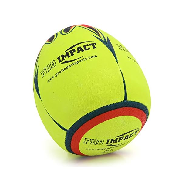 Pro Impact Rebounder Match Rugby Ball White and Neon Yellow - Image 3