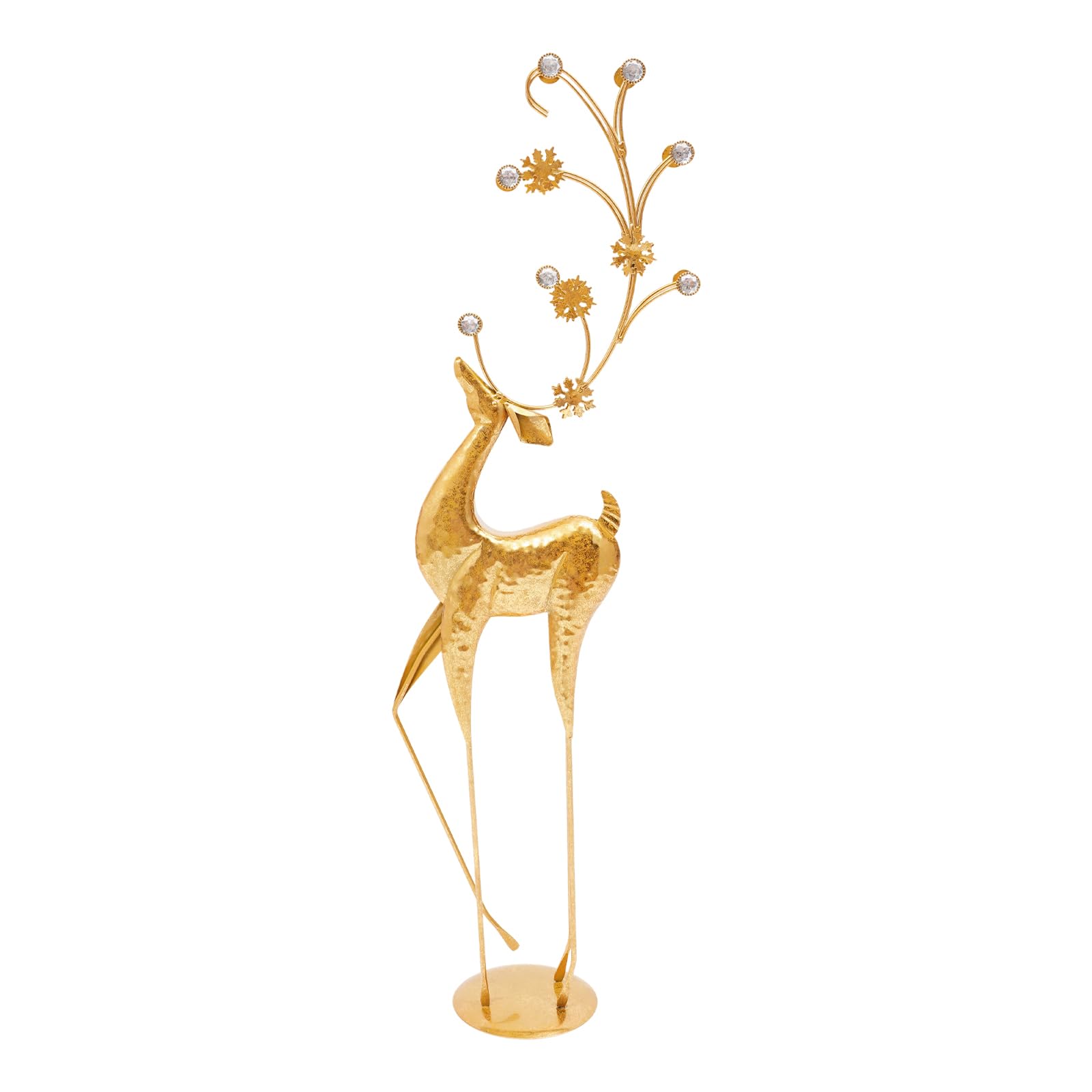 Medium Gold Retro Deer Floor Statue - 39.4IN H Iron Fortune Deer Sculpture Decor, Christmas Decoration Indoor Reindeer Statue for Home, Office, Cafe