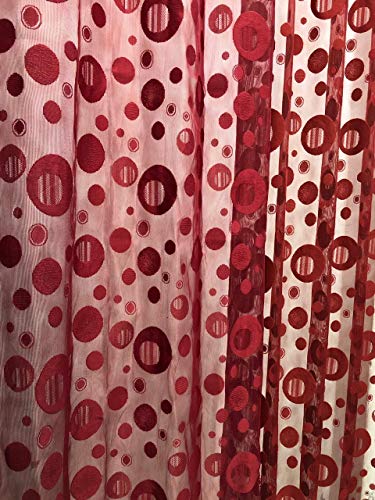 Image of Bubbles Design Imported Tissue Net 9 ft Curtains 1 Psc (Maroon)