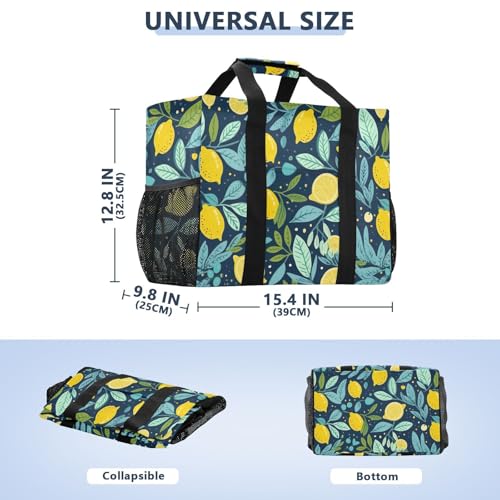Lemons Leaves Foldable Travel Duffel Bag for Men Women Waterproof Weekender Overnight Carry On Tote Bag with Comfortable Handle Personal Item Travel Bag for Airplane Business Trips Sport Hospital3