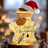 Leboria Geldgeschenk Weihnachten–LED Flaschenlicht in Sternform mit Weihnachtsmützchen, Kreative Geldgeschenke Verpackung Weihnachten, Nikolaus Geschenke Weihnachtsgeschenke für Frauen Männer Kinder