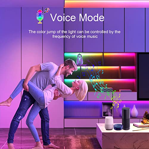 Image of RGB Smart IC COB Led Strip Light 3600 LEDs 16.4ft 12mm Width, 12V Alexa Led Light Strip for TV Backlight, Flexible Tape Light for Room Decor, Music Sync, APP Control, RGB+IC