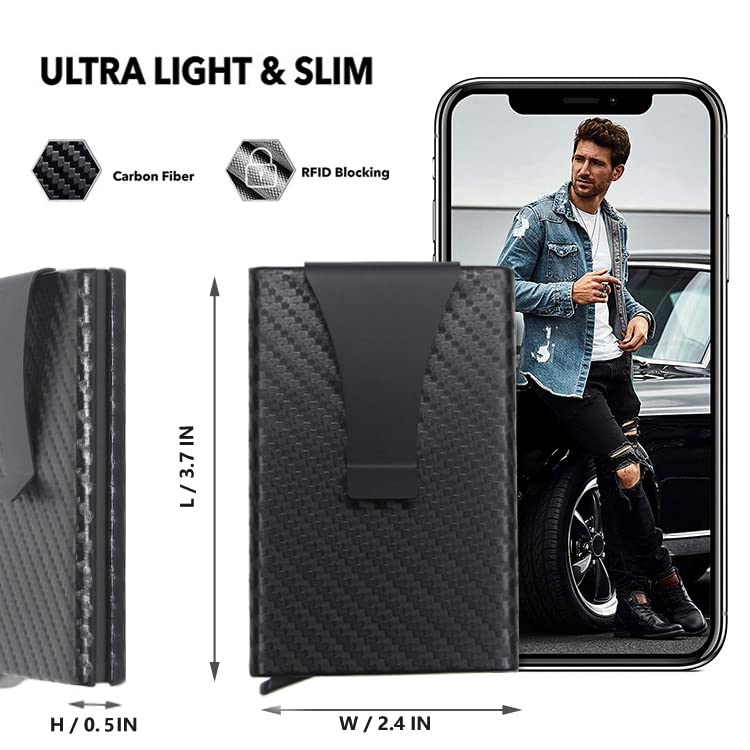 Card Holder, Men Credit Card Holder,Front Pocket Minimalist Card Case Anti-RFID-theft Auto Pop Up Slim Wallets for Men4