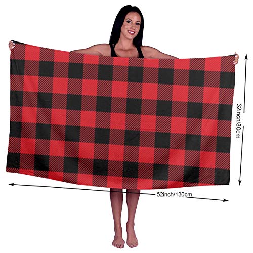 Jasmoder Buffalo Plaid Microfiber Beach Towels Oversized For Bathroom Quick Dry Bath Towel For Women Men #TOP1