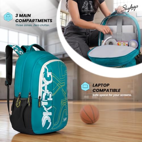 Image of Skybags Brat Pro Max 15.6 Inch Compatible Unisex 35L Laptop Backpack | Premium Durable Fabric| 3 Compartments | Padded Backpanel | Office & Casual Travel Backpack for Men & Women