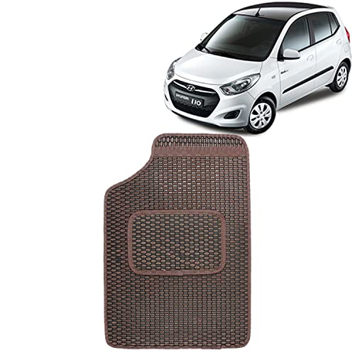 Image of Kingsway Dotted Design Car Floor Foot Mats Universal Fit for Hyundai I10, Model Year : 2010 Onwards, Water and Dustproof, Color Brown, Set of 5 Pieces