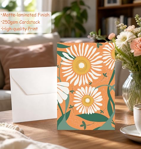 Image of 24 Pack Boxed Floral Blank Greeting Cards with Self-adhesive Envelopes For All Occasion, 24 Unique Floral Designs, No Repeats