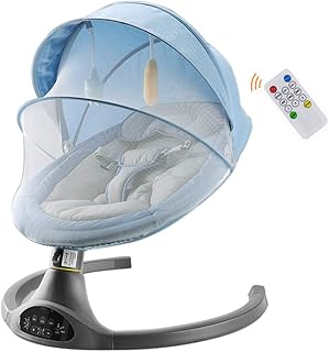 Xinjin Silla Mecedora Inteligente eléctrica Rocker Baby con mosquitera Swing Mute de Cinco velocidades Silencioso Bluetooth USB Música Silla para bebé