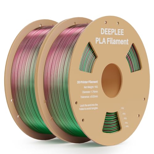 DEEPLEE Silk PLA 3D Printer Filament 1.75mm 2kg, Silk Dual Color Green Red PLA, Dimensional Accuracy +/-0.02mm, Smooth & Shiny Texture, Multi Color 3D Printing Filament